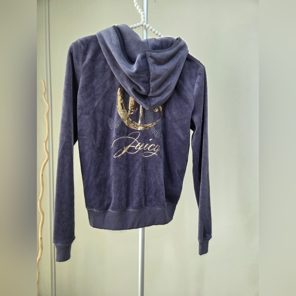NWT Juicy Couture Blue /gray Hoodie Velourtrackpants Sz.S - Picture 3 of 13